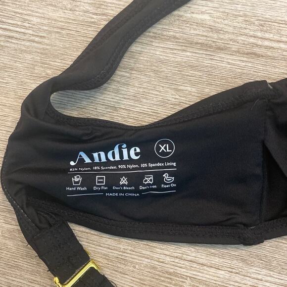 NWT Andie Swim The Wyndwood Top Size XL Black One Shoulder - Picture 5 of 7